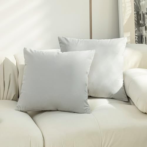 Home Brilliant Decorative Euro Shams Covers 26 x 26 inch Velvet Pillow Covers for Couch Bench Sofa Bedroom 26x26, Set of 2, Rock Gray