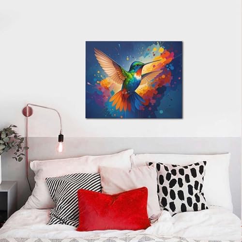 Crekviy Hummingbird Wall Art Bird Pictures Wall Decor Hummingbird Canvas Prints Painting Artwork Home Decoration for Bathroom Bedroom Living Room Framed Gifts Ready to Hang 16"x20"
