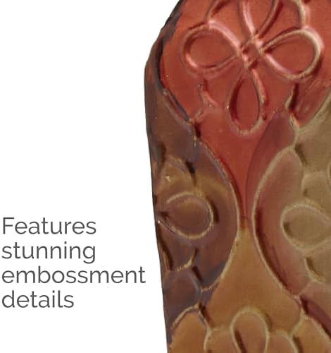 Elements Harlequin Embossed Decorative Metal Vase, Home Decor for Dried Flower and Artificial Floral Arrangements, Living Room, Bedroom, Table Centerpiece, 17-Inch (Pack of 4)