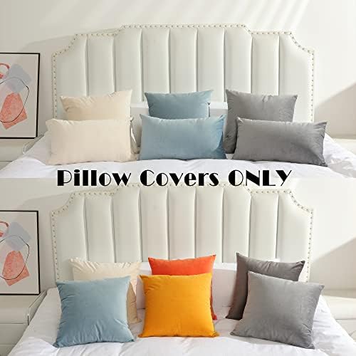Stellhome Rectangle Velvet Pillow Covers Decorative Cushion Covers for Bed Couch Sofa Bench, 12 x 20 inch (30 x 50 cm), Grey, Pack of 2