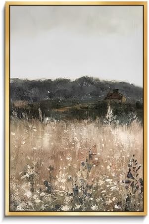 AIMAILON Frame Reed Grassland Landscape, Natural Landscape Artwork 12x18 | minimalist rural style oil painting, easy to hang, home decoration