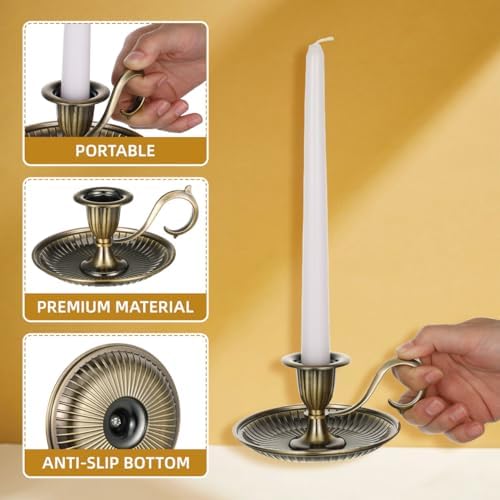 BESPORTBLE Vintage Taper Candle Holders with Handle: 1Pcs Retro Candlestick Holders Vintage for Easter Table - Antique Decor for Kitchen and Entryway Decor - Home Décor Accents Candle Sticks