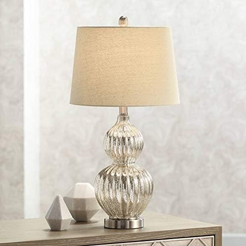 Lili 25" High Table Lamp Silver Fluted Mercury Glass Country Traditional