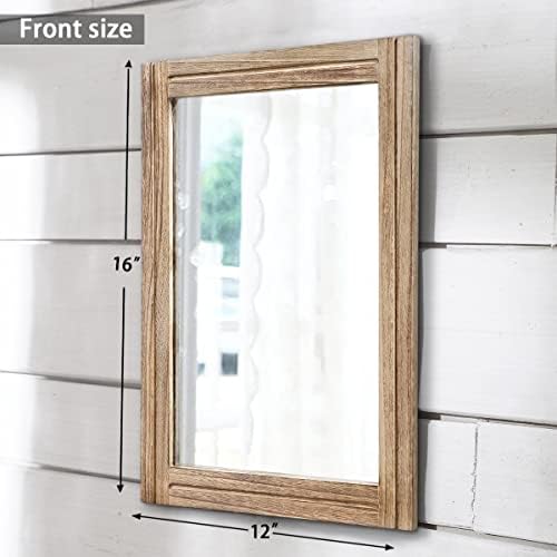 AAZZKANG Rustic Mirror for Wall with Rectangle Wood Framed Decorative Hanging Mirrorrs for Bedroom Bathroom Living Room Dressing Room