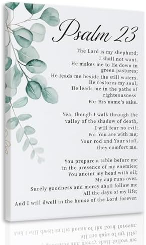 Psalm 23 Christian Wall Art Bible Verses Pictures Framed 12x16 Inch | Positive Scripture Wall Decor, Inspirational Quotes Paintings, Religious Artwork for Prayer Room Office Church Decor