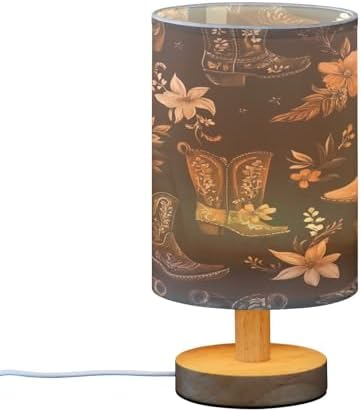 Western Cowboy Boots Flowers LED Table Lamp for Bedroom Bedside Lamp with USB Charging Ports Decor Nightstand for Living Room Reading Dorm Desk Home Office