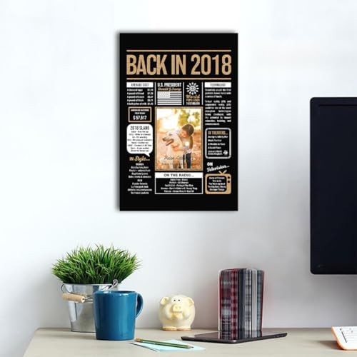 Hexadecor Personalized 7th Birthday Party Decorations Boys, Girls - Custom Gifts Idea For 7 Years Old, Back In The Year You Born Newspaper For 7th Birthday Poster No Frame Black Gold