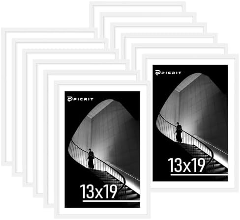 Picrit 13x19 Picture Frame Set of 12, Modern Gallery Wall Frames, White