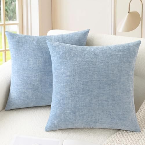 CaliTime Decorative Couch Throw Pillow Covers 18 X 18 Inches Baby Blue
