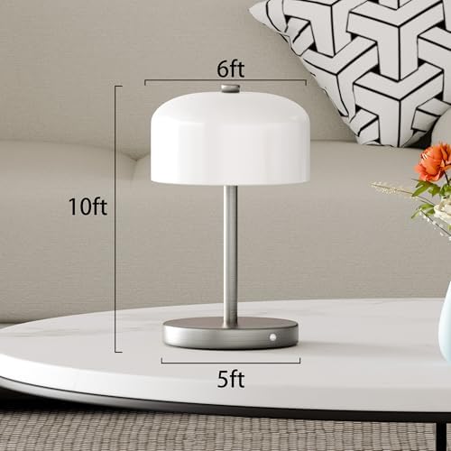 Small Portable Cordless Table Lamp, 3-Way Dimmable Touch Rechargeable Battery Powered Mushroom Lamp Bedroom Dining Table Living Room Shelf Decor,Gold