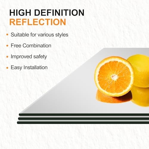 Delma Wall Mirror, Full Length Mirror Tiles, 16''x12''x6PCS | Glass, Modern Full Body Mirror, For Home, Office, and Gym, Wall Decor