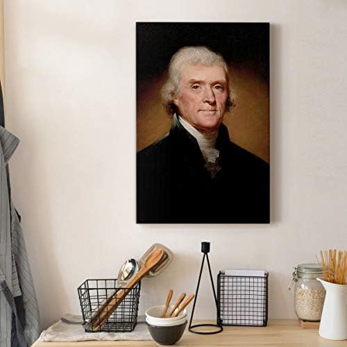 Renditions Gallery Thomas Jefferson Presidental Portrait Wall Art, Premium Gallery Wrapped Canvas Decor, Ready to Hang, 48 in H x 32 in W, Made in America Print Artwork