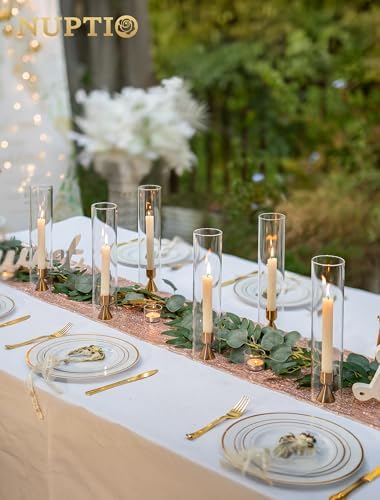 NUPTIO Brass Candlestick Holders Bulk: Solid Aluminum Taper Candleholders