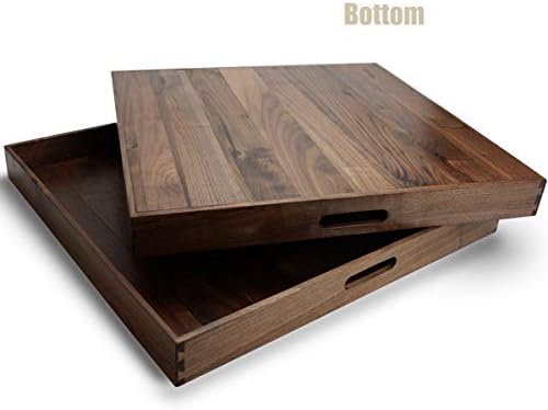 24"x 24" Extra Large Square Black Walnut Wood Ottoman Tray