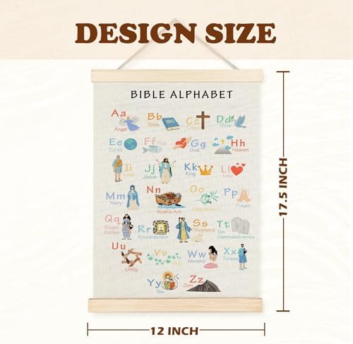 Supwhd Bible Verse Posters for Kids, Bible Alphabet Poster Hanger Frame, Christian Classroom Decor, Alphabet Wall Decor for Classroom Church School Christian Home, 12x16 Inches