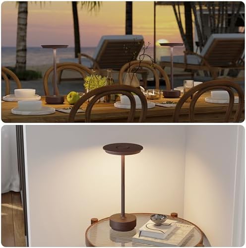 TBBGA 2 Pack Rechargeable Table Lamps Cordless, 5000mAh Outdoor Table Light