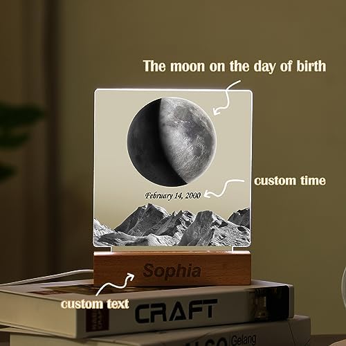 WSYEAR Personalized Moon Lamp Light for Bedroom Decor - Acrylic LED Moon Lamp for Adults Kids Birthday Gifts for Women Men, Room Decor