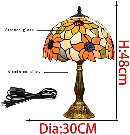 Tiffany Lamp Stained Glass Lamp Sunflower Yellow Bedroom Table Lamp Reading Desk Light for Bedside Living Room Office Dormitory Dining Room Decorate Gift 12x12x18 Include Light Bulb