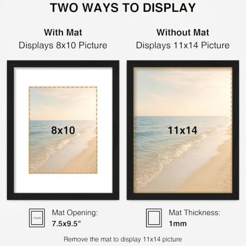 Vittanly 11x14 Picture Frames Set of 5, Wall Gallery Photo Frames, Black