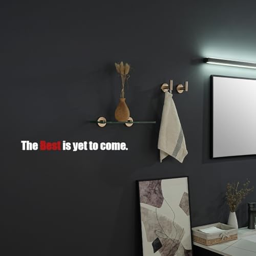 JQK Bathroom Glass Shelf, Tempered Glass Shower Storage 12 by 5 inches, 304 Stainless Steel Champagne Bronze Wall Mount 2 Pack, TGS101L12-CB-P2