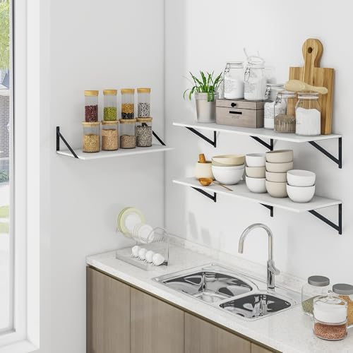 Heimlove 36W x 12D Deep Floating Shelves Set of 2 White