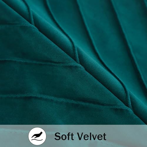Velvet Throw Pillow Covers 22x22 Pack of 2 Gold Decor Peacock Blue