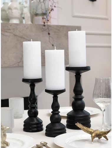 CANDWAX Large Pillar Candles 3x6 Inch – Set of 3 Unscented Dripless White Candles, Rustic Decorative Style for Weddings, Valentines, Home Decor