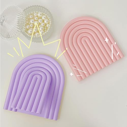 Desk Makeup Mirror,Small Cute Vanity Mirror for Office Cubicle Table,Pink | Arch Shaped Desktop Mirror for Dorm,Cute Office Desk Decor,Aesthetic Desk Accessories for Girl Women