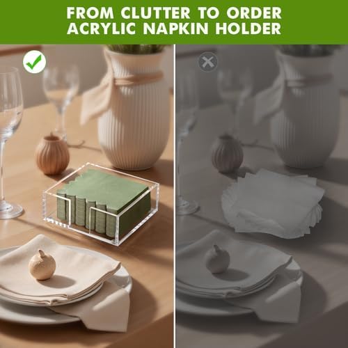 Kordory Acrylic Counter Cocktail Napkin Holder for Table, Dinner, Bar