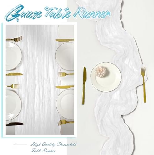15 Pack White Cheesecloth Table Runner 17 x 108 inch Cheese Cloth Table Runners 9ft White Table Runner Rustic Romantic Sheer Gauze Runner for Wedding Party Baby Shower Table Decoration
