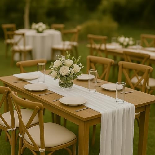 10FT Ivory White Cheesecloth Table Runner 120 Inch Rustic Boho Gauze Cheese Cloth Table Runner for Wedding Baby Shower Bridal Shower Birthday Party Home Decorations