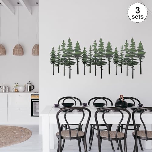 ESTART Metal Pine Tree Wall Art, Metal Tree Wall Decor | Nature Rustic Farmhouse Cabin Decor, Forest Wall Art for Home Living Room Bedroom Office Indoor and Outdoor Decoration(Green)