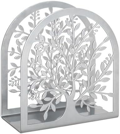 Napkin Holder for Tables, Tree of Life Design Modern Metal Napkin Holder for Home Kitchen & Picnic Party, Silver Grey
