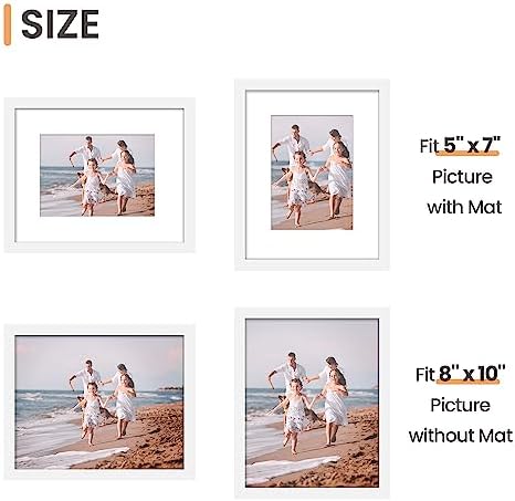 upsimples 8x10 Picture Frame, Gallery Glass Photo Frames, 3Pcs, White