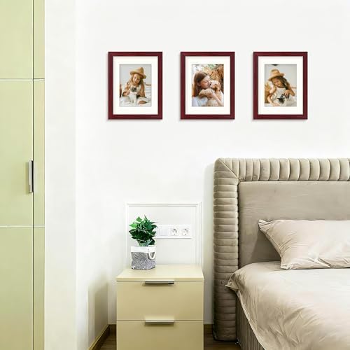 Picrit 8.5x11 Picture Frame Set of 12, Gallery Wall Frames, Dark Red Wood