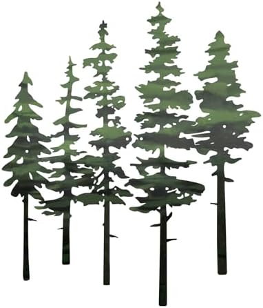 ESTART Metal Pine Tree Wall Art, Metal Tree Wall Decor | Nature Rustic Farmhouse Cabin Decor, Forest Wall Art for Home Living Room Bedroom Office Indoor and Outdoor Decoration(Green)
