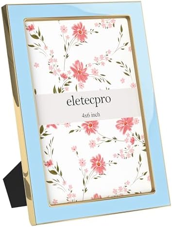eletecpro 4x6 Enamel Picture Frame with Real Glass Cover, Sky Blue, 1-Pack