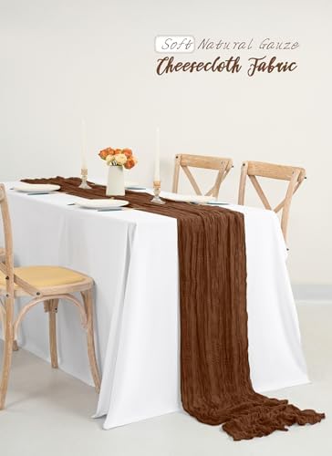 10 Pack Brown Cheesecloth Table Runner Long,21.5 x 120 Inch