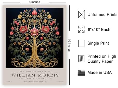 Poster Master Tree of Life Print - William Morris Poster - Flower & Tree Illustration - Botanical Exhibition Wall Design - Floral Artwork - Aesthetic Decor - 8x10 UNFRAMED Wall Decor