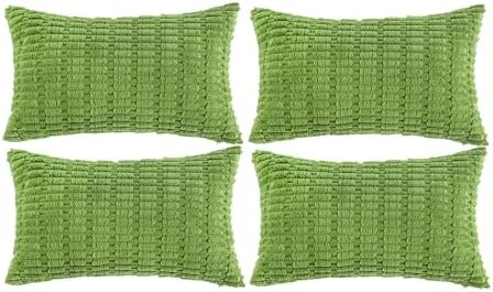Fancy Homi 4 Packs Decorative Throw Pillow Covers for Living Room Couch Bed, Modern Farmhouse Boho Home Décor Accent Cushion Case, 20" x 12", Lime Green