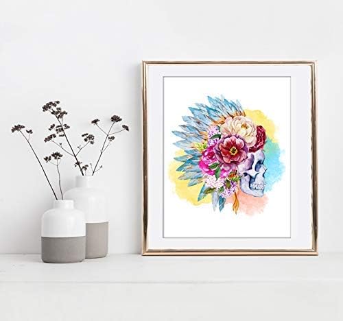 Native American Headdress Art Print | Unframed 8x10 | Vintage Wall Art | Aesthetic Wall Decor | Unique Wall Print | Prints for Wall Decor | Art Prints Unframed | Walls Art Aesthetic | Office Decor
