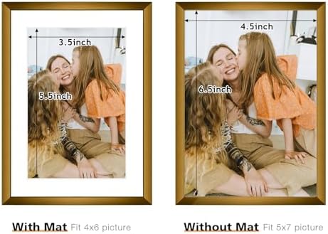 Frametory 2 Pack 5x7 Aluminum Frame with Mat for 4x6 Photo, Bronze