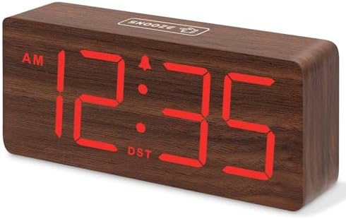 DreamSky Wooden Digital Alarm Clock for Bedroom with Large Numbers