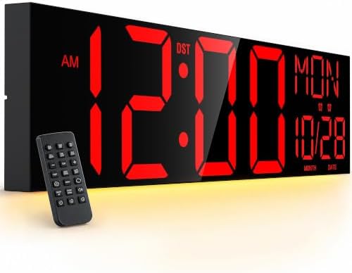 JALL 30" Oversize Digital Wall Clock, Extra Large LED Wall Clock with Remote, Giant Digital Clock with Jumbo Numbers for Living Room, Church (Black Shell Red Font)