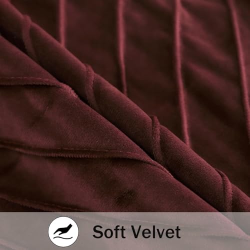 Velvet Throw Pillow Covers 24x24 inch Pack of 2 Gold Decor Burgundy
