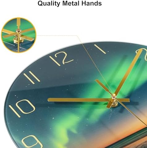 VIKMARI Aurora Black Gold Silent 8" Wall Clock Bathroom Living Room Decor