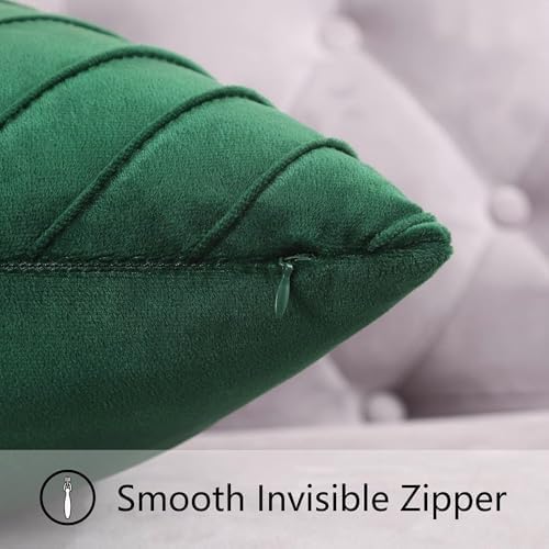 Velvet Throw Pillow Covers 20x20 Pack of 2 Gold Decor Dark Green
