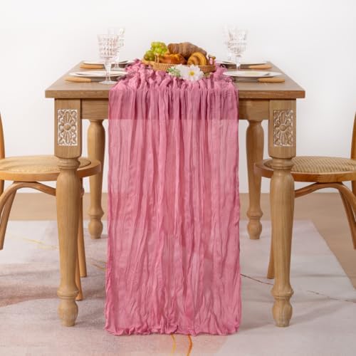 2 Pack Mauve Cheesecloth Table Runner10ft Rustic Sheer Gauze Runner