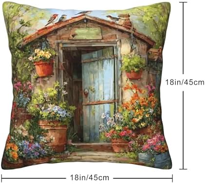 Garden Floral Vintage Throw Pillow Covers Set of 4 Decorative Soft Double Sided Print Pillow Case Farmhouse Home Decor for Living Room Sofa Couch 18x18