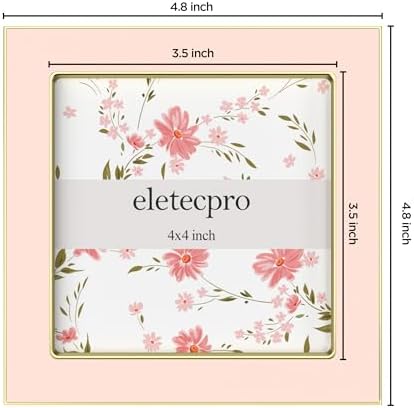 eletecpro 4x4 Enamel Picture Frame with Real Glass Cover, Pink, 1-Pack
